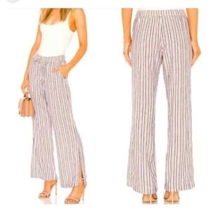 Cloth & Stone stripe linen wide leg beach pants size small